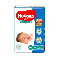 Huggies Dry Baby Diaper Belt New Born (Up To 5 kg) 64 pcs