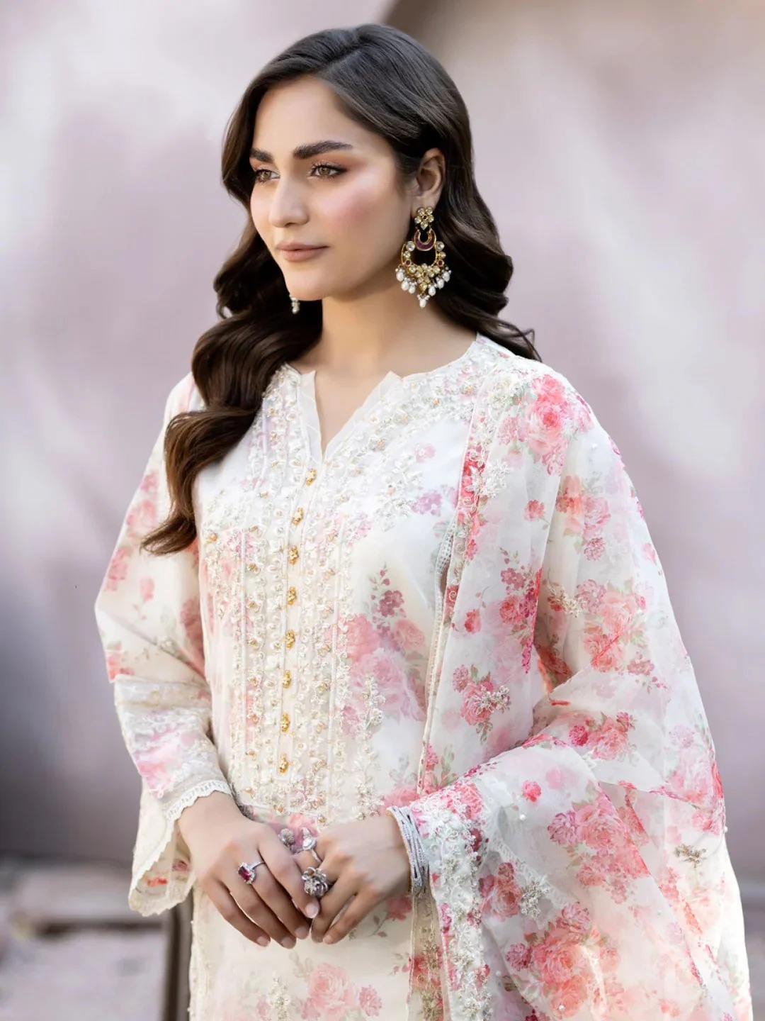 Mahiye Organza Fancy Semi Stitch Design no-04