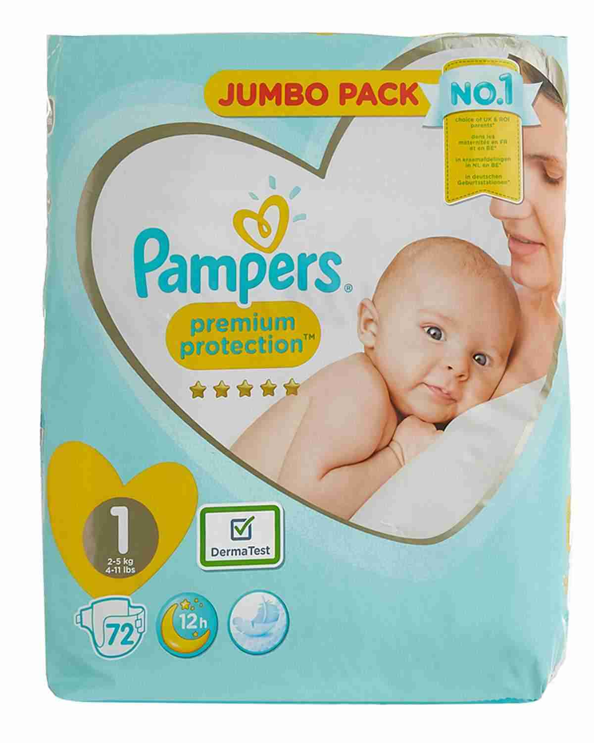 Pampers Baby Dry 1 Jumbo Plus Belt Newborn 2-5 kg 72 pcs