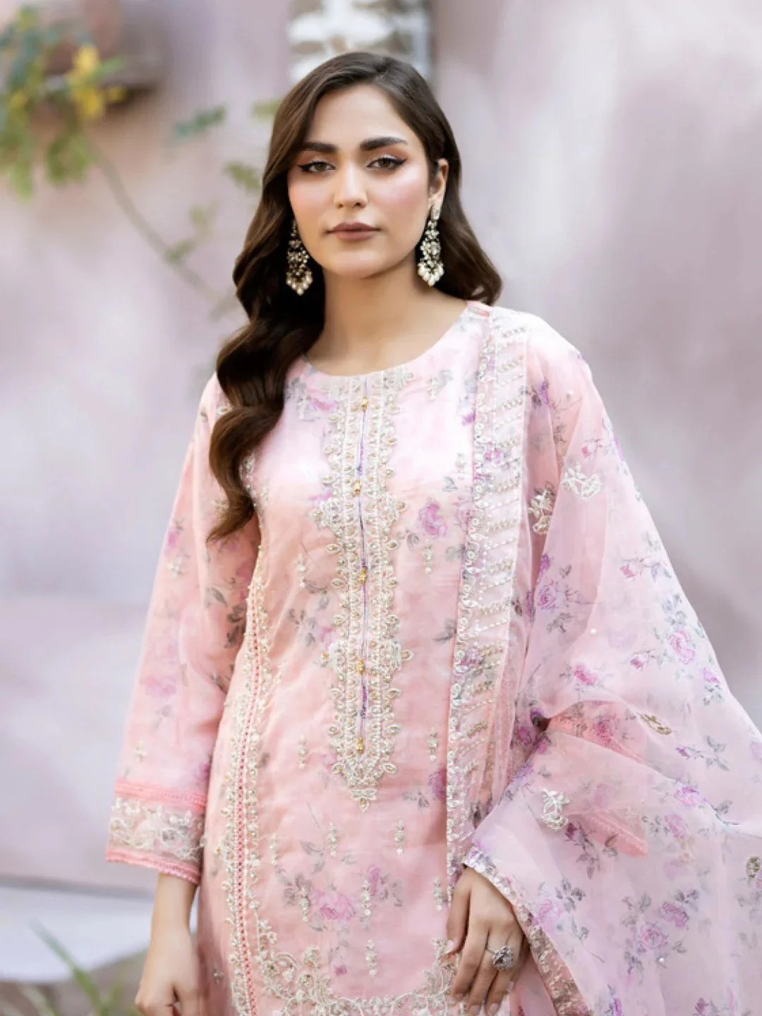 Mahiye Organza Fancy Semi Stitch Design no-02