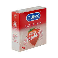 Durex Extra Thin Wild Strawberry Flavored Condom - 3Pcs Pack