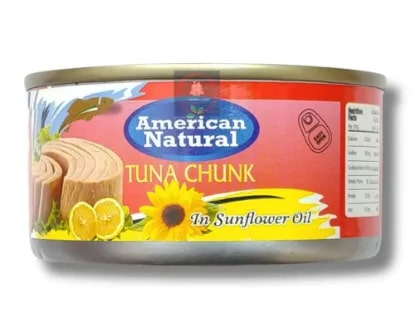 American Natural Tuna Chunk in Sunflower Oil 185gm Thailand